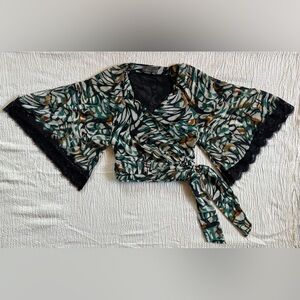Anthropologie Multicolor Patterned Wrap Blouse